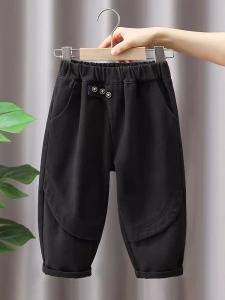 Boys Spring Autumn Casual Thin Cotton Pants Cool Stylish Kids Workwear Trousers Baby Casual Pants Non-Fleece Elastic Waist