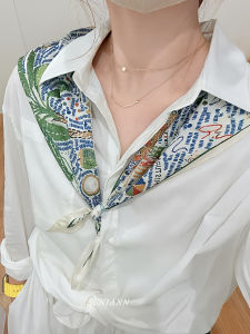 Khăn Choàng Cổ Họa Tiết Graffiti Retro Art Sense Cho Nữ Mùa Xuân Thu Trang Trí Họa Tiết Hoa Polyester Phong Cách Hàn Quốc