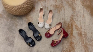 Mary Jane French Red Heels 1.97 Inches Sandals for Women Chunky Heels Bow Heart-shaped Elegant Heels