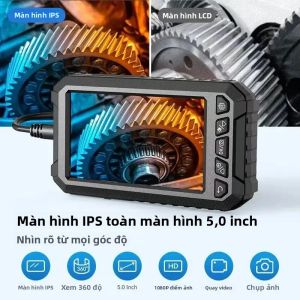 Camera Nội Soi Công Nghiệp 8mm Ống Kính Kép 5.0 Inch IPS HD1080P Kiểm Tra Borescope Chống Nước Cho Cống Thoát Nước Ô Tô IP67 Với Đèn LED Có Thể Điều Chỉnh