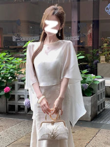 เรียบหรู ฤดูร้อน ผู้หญิง ผ้าชีฟอง衣 พร้อม สายคล้อง เดรสด้านนอก ผ้าคลุมไหล่เล็ก หลากหลาย Thin Cover Up แขนกุด Crewneck Pure Color