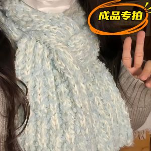 ผ้าพันคอสั้นขนยาวทำมือ DIY สำหรับฤดูหนาว ผ้าคลุมไหล่ผู้ชายและผู้หญิง สไตล์อื่นๆ ผ้าฝ้ายผสม