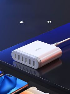 Kini Intelligent Charger One to Six Multi Port USB Plug Socket Set Fast Charging for iPhone 17 Android Apple Universal Mobile Phone Charging Head Line Kit