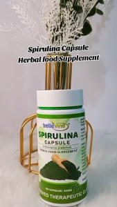 Bellevine Spirulina Capsules 500mg Food Supplement – Detox & Immune Support 100 Capsules FDA Approved