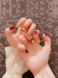 Wedding Nail Tips Red Bridal False Nails Wearable Nail Art Patches for Pregnant Women Wedding Supplies Comfortable Long-lasting