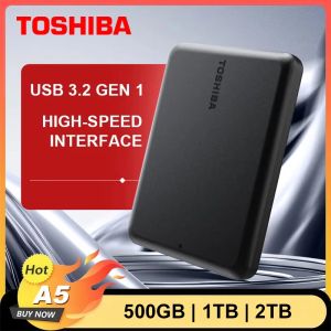 Toshiba | Toshiba A5 Series Small Black Portable Hard Drive High-Speed USB 3.2 Gen1 500GB/1TB/2TB/4TB Compatible With Mac