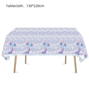 Potdemiel | Mermaid Birthday Party Tableware For home Little Mermaid Paper Plates Napkin Tablecloth Girls Mermaid Under Sea party supplies