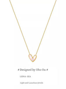 Oho Ou Designer White Mother of Pearl Heart Necklace Womens Fashion Jewelry Luxury Minimalist High-End Sensation Clavicle Chain
