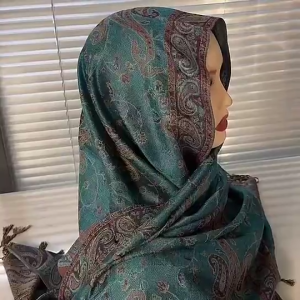 Thick Cotton Cashew Pashmina Shawl Soft Jacquard Printed Shawl Tassel Headscarf Muslim Women Ethnic