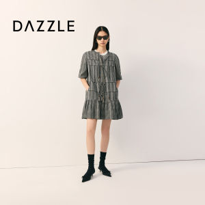Dazzle | Đầm Thêu Nặng Tay Công Chúa Họa Tiết Caro Nhỏ Bằng Cotton
