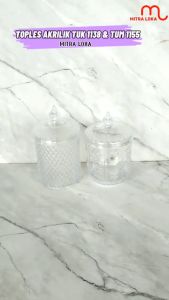 Mitra Loka Toples Kue Bijian Model Kristal Acrylic Tutup Kubah 1 Liter Kristal Transparan Cantik TUK 1138 Golden Sunkist Toples 1 Set Tutup