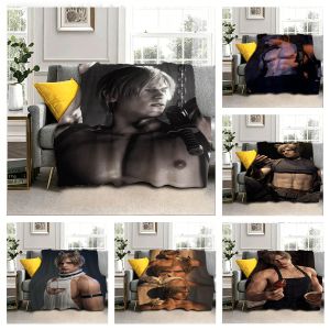 Bandai | Cute Muscle Man L-Leon K-Kennedys Muscle Flannel Blanket Soft Throw Blanket Art For Home Decor Bedroom Bed Sofa Picnic Fans Gift