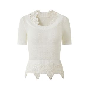BADINA | Áo Sweater Len Thêu Ren cho Phụ Nữ có Kim Cương 2025 Mùa Thu Mới