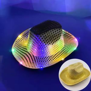 Blinky LED Light Cowboy Cowgirl Hat Flashing Cap Glowing Hat Carnival Men Women Bachelorette Party Wedding Bridal Supplies