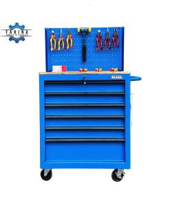 Tủ Dụng Cụ 6 Hộc Kéo Màu Xanh Dương Kèm Vách Lưới Fabina
