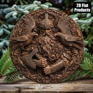 CIFbuy | Viking Warrior Round Aluminum Metal Sign 2D Flat Integrated Plate Home Bar Cafe Office Decor Halloween Christmas Holida