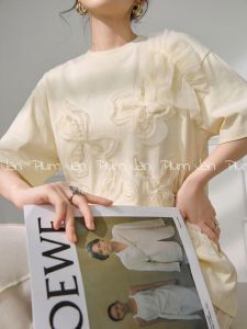 PlumJan | Áo Thun Thiết Kế Hoa Tai Gỗ Thêu 3D