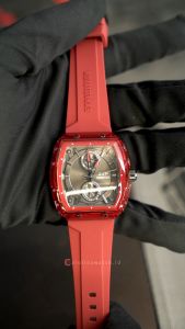 Jam Tangan Pria Expedition EXP Chronograph EX 6814 MFRIGDGRE Black Dial Red Rubber Strap