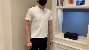 Heroes 2024 Korean New Stripe Texture Short sleeved Mens Polo Shirt Khaki Loose Casual Top