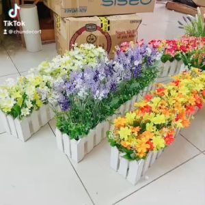 Hoa giả hàng rào hoa cắm sẵn 50cm trang trí ban công trang trí chân tường cửa sổ giỏ hoa hàng rào trang trí tường