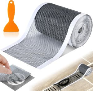 Linear Shower Drain Hair Catcher Adhesive Cutable Mesh Shower Drain Cover Stickers for Kitchen Bathtub
