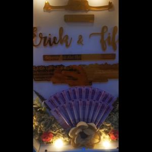 Mahar Pernikahan Akrilik Timbul Gold Bingkai Kayu 3D/Frame Mahar