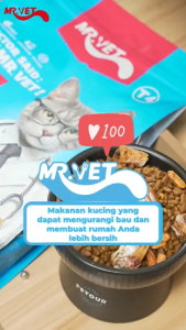 Makanan Kucing Indoor Care MR.Vet T4 1kg - Makanan kucing hoslistik premium dengan formula khusus untuk kucing dalam ruangan mengendalikan bau kotoran karena terdapat kandungan ekstrak yucca mengurangi bola bulu.