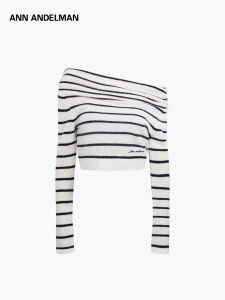 ANN ANDELMAN | Design Striped Shoulder-off Sweater