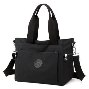Cotton Canvas Ladies Handbag Casual Commuter Tote Bag Waterproof Shoulder Bag Mother Bag Zipper Closure Soft Structure