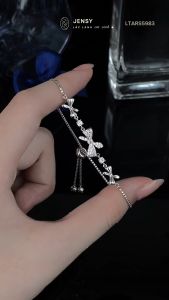 Lắc Tay Bạc Nữ Cao Cấp JENSY Nơ Siêu Sang Chảnh Mix Đá Dây Rút Audrey LTARS5983. Vòng Tay Bạc Nữ 925