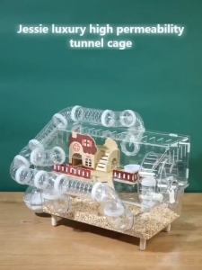Double-Layer Luxury Transparent  Acrylic Hamster Cage Long Sports Pipe Preventing Escape Large Space Pet Cage