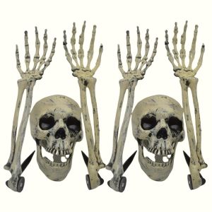 1/6pcs Skeleton Bone Garden Ground Stakes Skull Head & Hand for Halloween Home Yard Ground Insert Holiday Party Decor Ghost Hand