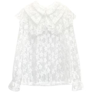 Lace Large Lapel Bottoming Shirt for Women New Fall and Winter New Arrival See-through Doll Collar Internet Celebrity Inner Match Small Shirt Fashionable Long Sleeve