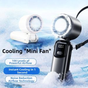 LIWAN | Quạt Cầm Tay Có Màn Hình Hiển Thị Số Làm Lạnh Bằng Đá Kết Nối USB