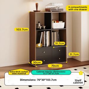 MEISD | Space-saving Wooden and Metal Bookcase Storage Cabinet