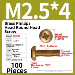 BAIRUITE | Brass Cross Round Head Screws Half Dome Small Screws