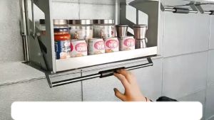 304 Stainless Steel wall cabinet kitchen cabinet vertical lifting pull down basket wall cabinet drop-down seasoning