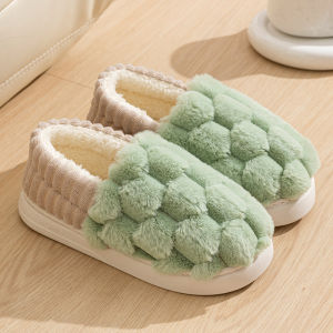 รองเท้าแตะผ้าฝ้ายแบบสวมสำหรับผู้หญิงในฤดูหนาว รองเท้าแตะผ้าขนแกะแบบสวมที่อบอุ่นและสวมใส่สบายสำหรับใช้ในบ้าน รองเท้าแตะแบบสวมสำหรับใช้ในร้านเสริมสวย