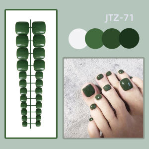24 Pcs/Strips Removable Toe Nails Fake Glossy Toenail Solid Color Simple Press on Nails Wearable False Nail Art Without Glue