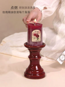 เทียนหอมดอกกุหลาบสีแดงสำหรับงานแต่งงาน เทียนหอมสำหรับตกแต่งห้องนอน เทียนหอมไม่มีควันสำหรับตกแต่งห้องเจ้าสาว