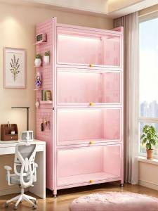 Transparent Dustproof Glass-Door Showcase Bookshelf