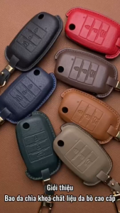 Bao Da Chìa Khoá Ô Tô KIA-A3 Cho Xe Kia Cerato K3 SELTOS 2013-2020 Chìa Gập 3 Nút Bọc Chìa Khoá Da Togo Thật Handmade