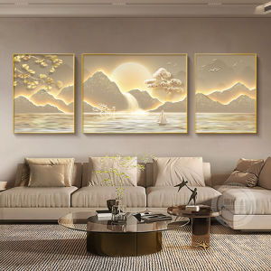 RUIBAHAO | Elegant Chinese Style Three-panel Mountain Landscape Decorative Painting