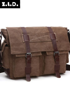 Túi Đeo Chéo Vải Canvas Nam Túi Đeo Vai Một Ngăn Nhiều Túi Đựng Máy Tính Túi Du Lịch Đơn Giản Thời Trang Có Khóa Kéo