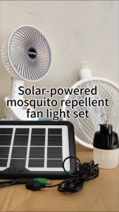 Solar-Powered Camping Tent Fan with Mosquito Repellent Light Solar Charging 6V 3.8W Solar Fan Charging Mosquito Repellent Device Emergency Charging Rechargeable Flashlight