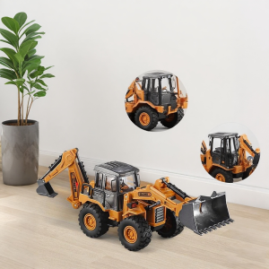 Backhoe 2IN1 Excavator Bulldozer Diecast Toys Model Engineering  Alloy+Plastic Construction Play Collection Gift For Children