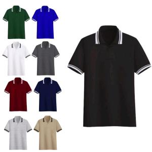 Kaos Polo Wangki/Kaos Kerah Stripe/Lengan Pendek