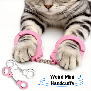 Silver/Pink Quirky Creative Pet Mini Handcuff Keychain Stress-Relief Lock Keychain Accessory