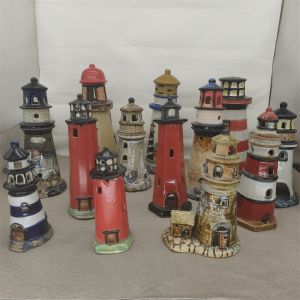 Hand-Painted Lighthouse Candlestick Mediterranean Style Ceramic Aquarium Decoration Props 24 Styles Home Decor Accessories