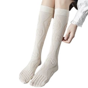 We Are Cat Two Bars Striped Mid-Calf Length Socks Preppy Style Black White Letters G Crochet Net Red Calf Socks